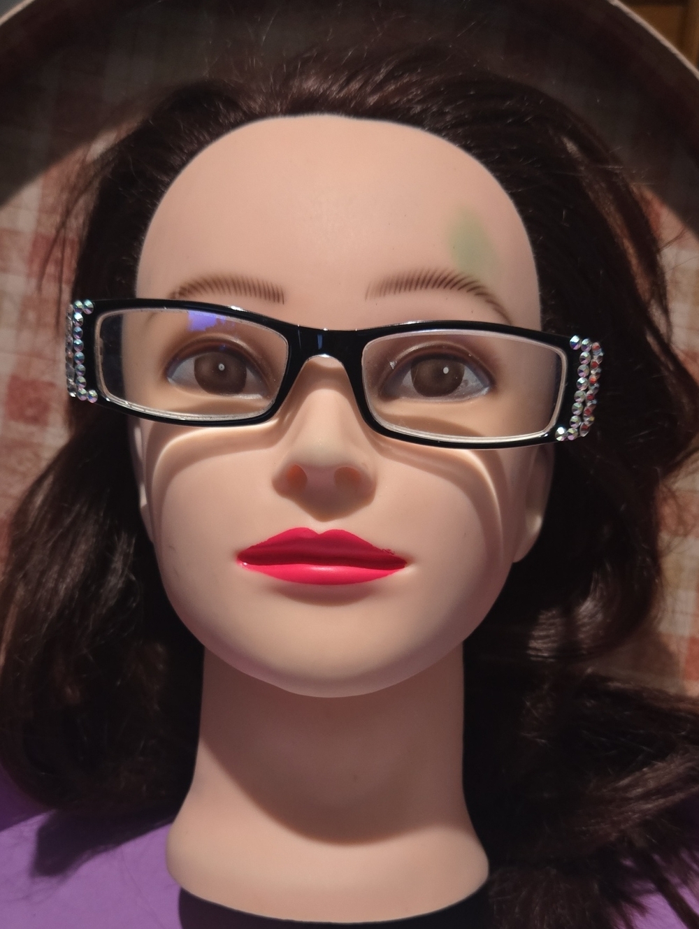 Black Women's Fashion Glasses with Rhinestone Temples